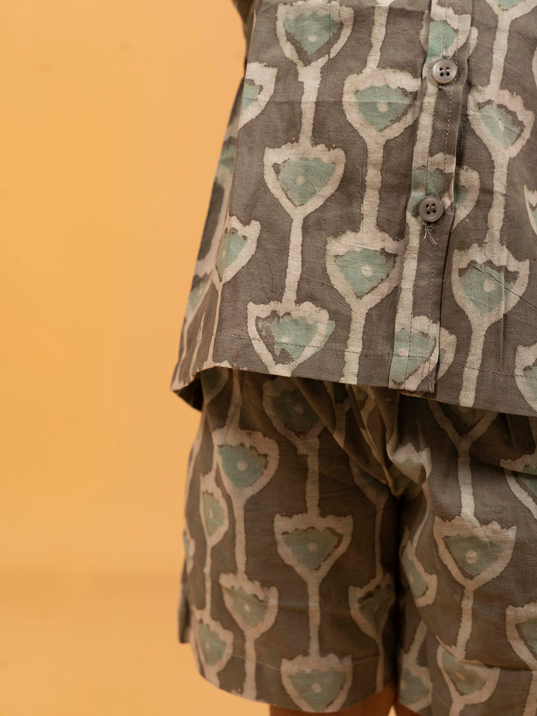 Kids Olive Half Sleeve Cotton Shirt