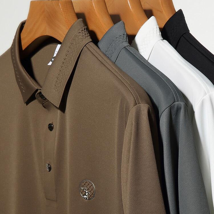 Men’s Luxury Polo T-Shirt With Embroidered Logo & Textured Collar