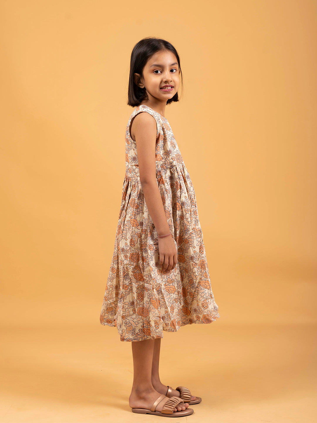 Kids Off-White Printed Sleeveless Cotton Dress