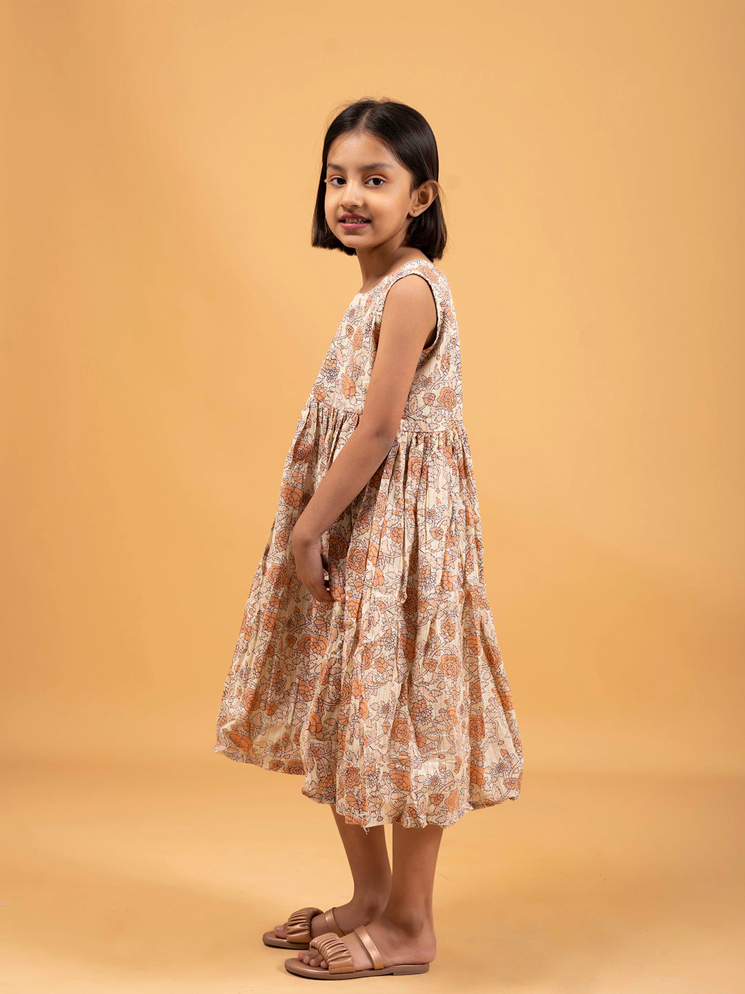 Kids Off-White Printed Sleeveless Cotton Dress