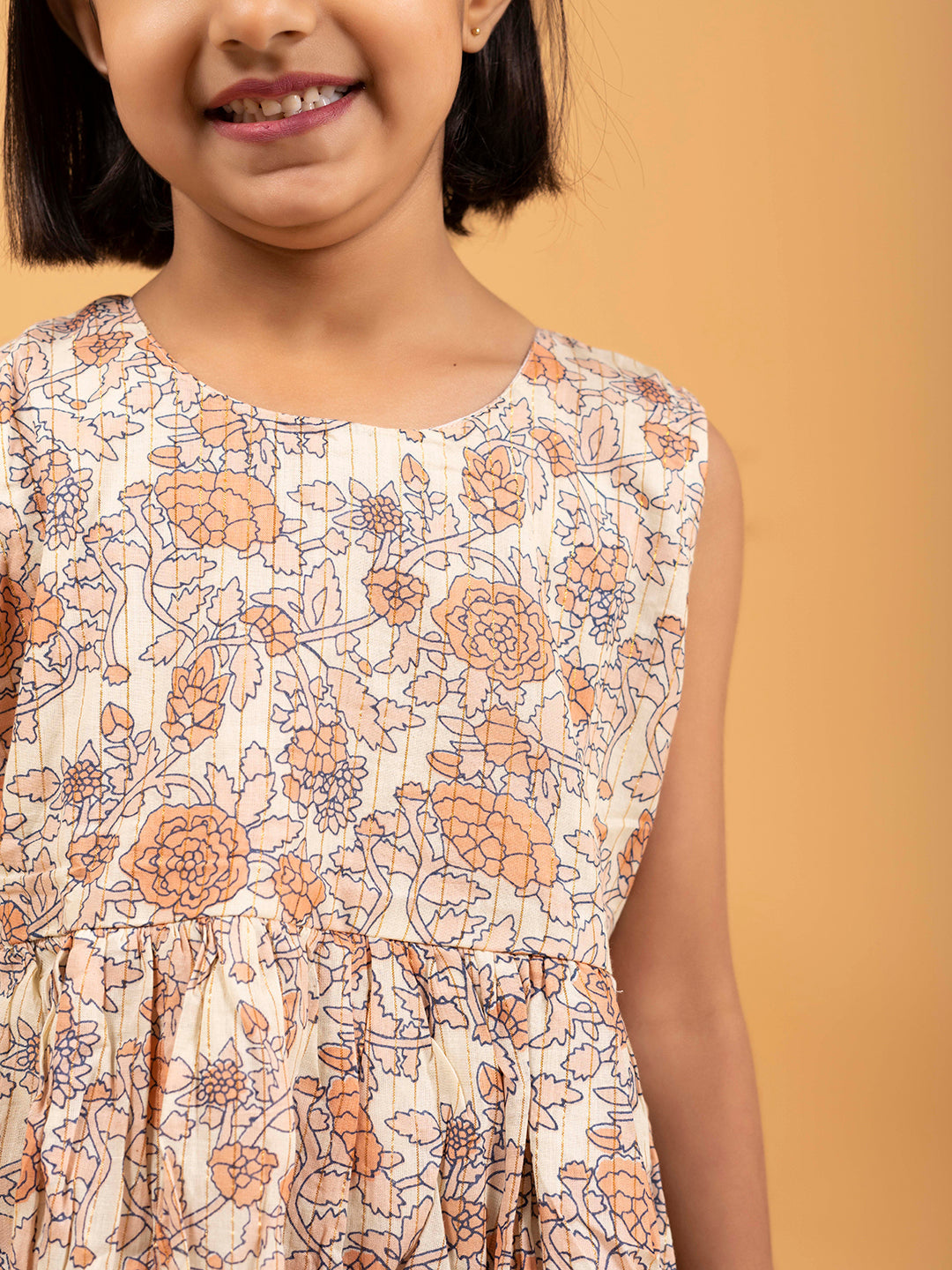 Kids Off-White Printed Sleeveless Cotton Dress