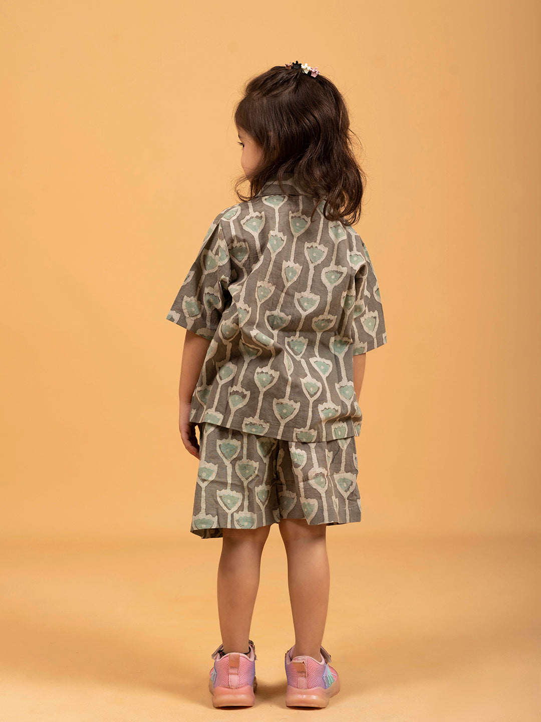 Kids Olive Half Sleeve Cotton Shirt