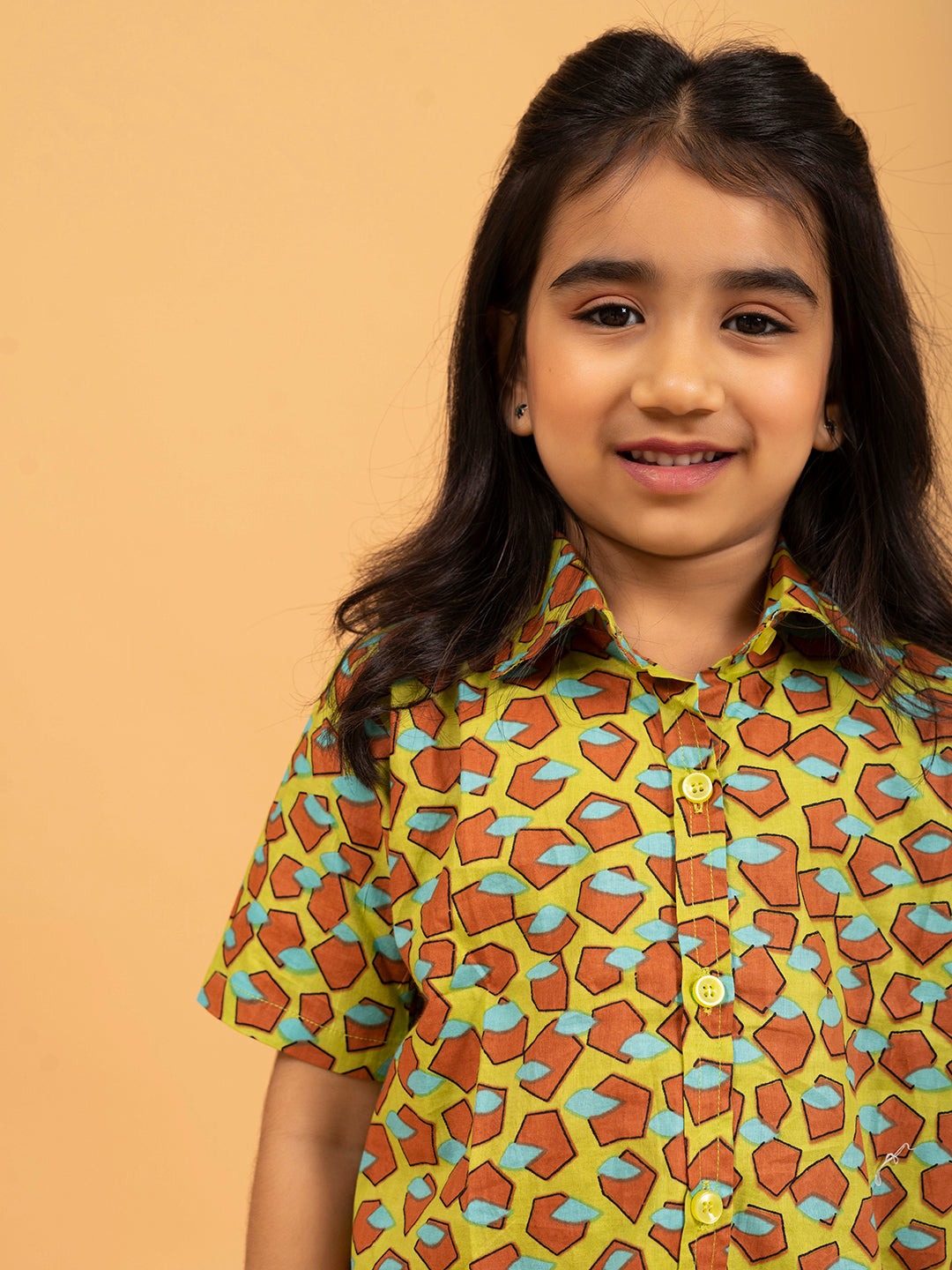 Kids Mustard Half Sleeve Cotton Shirt