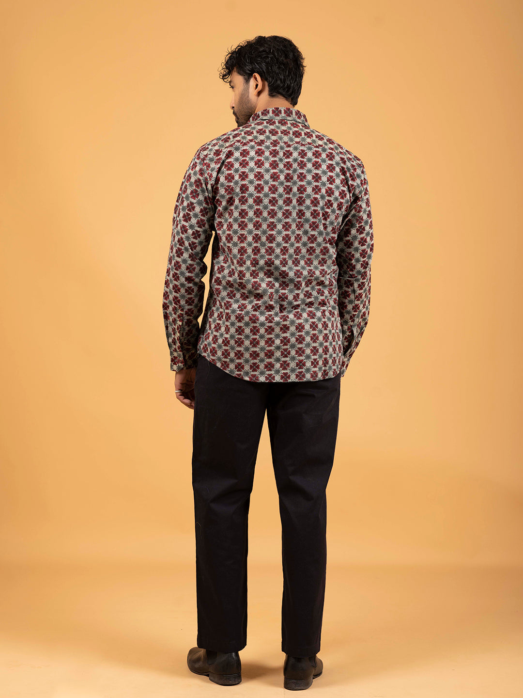 Mens Green Printed Full-Sleeve Cotton Shirt