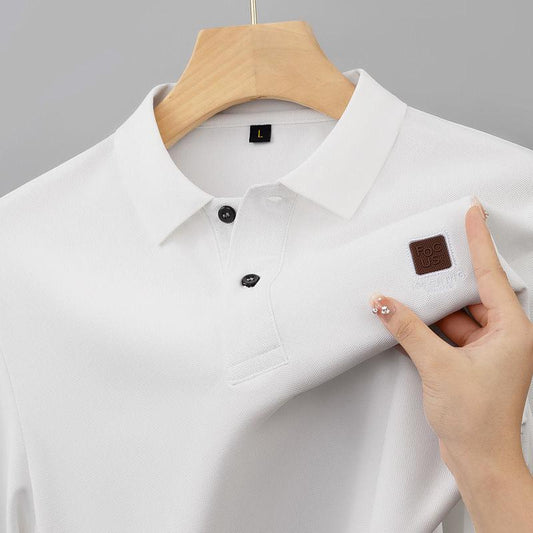 Men's Classic Polo T-Shirt with Brown Logo Patch