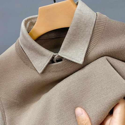 Premium Casual Knitted Sweater with Polo Collar