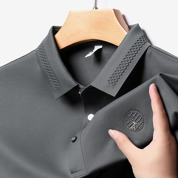 Men’s Luxury Polo T-Shirt  With Embroidered Logo & Textured Collar