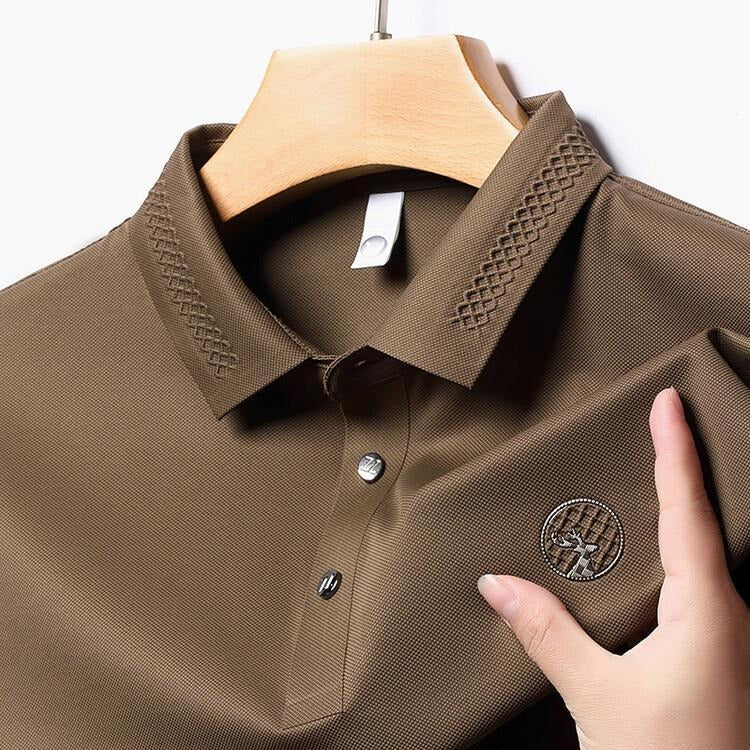 Men’s Luxury Polo T-Shirt  With Embroidered Logo & Textured Collar