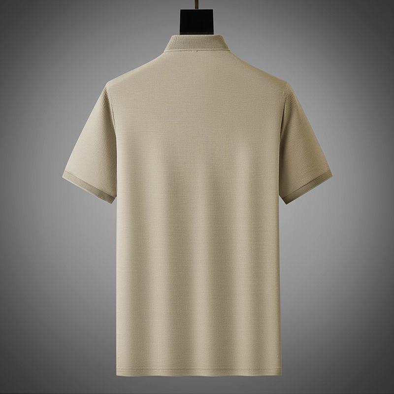 Men’s Premium Waffle-Knit Half-Zip Polo with Contrast Leather Accents