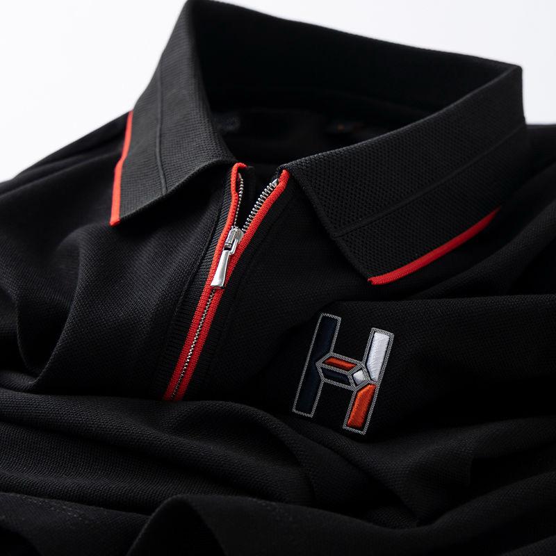 Essential Zip Polo with Geometric Chest Detail