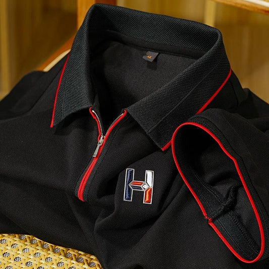 Retro Vibe Zip Polo with Pop Logo